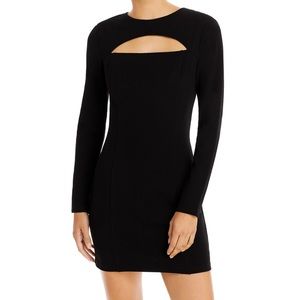 Aqua Bloomingdales black cut out long sleeve mini dress. size Small. NWT